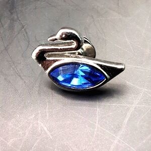 Authentic Genuine Swarovski Blue Crystal & Rhodium Lapel Pin Brooch